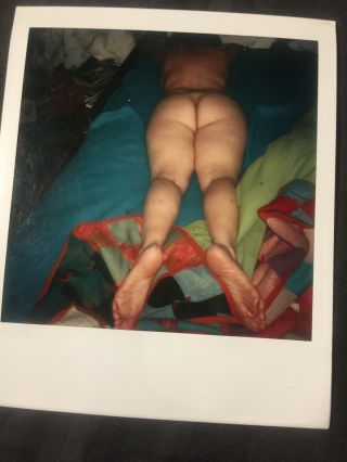 Vintage 60’s Polaroid Amateur Girl Snapshot Nude In Bed Risque Pinup Photo