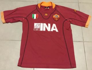 Vtg As Roma 2001 2002 Home Kappa Sz M Shirt Jersey Calcio Maglia Italia