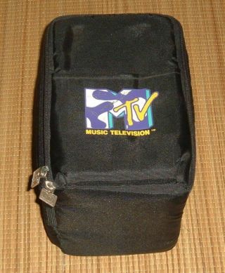 Vintage 1990s Mtv Music Television Black Cd Disc Holder Case Travel Strap Bag