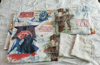 Vintage Star Wars Return Of The Jedi Full Bed Sheet Set 1983