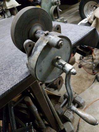 Vintage Hand Crank Bench Grinder Sharpener Usa Prepper Antique Off Grid Usa