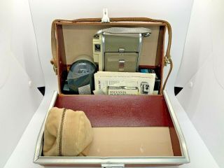 Vintage Polaroid Land Camera Model 80a W/ Leather Case,  Film Roll,  Flash Attach.