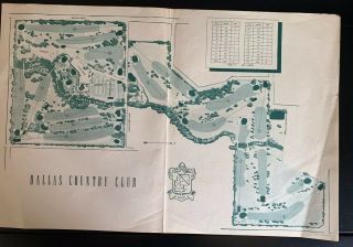 Old Vintage Dallas Country Club Golf Course Map Dallas,  Texas.