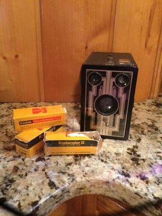 Vintage Kodak Brownie Six - 20 Camera With 3 Boxes Of Film,  Roll In Camera On 1
