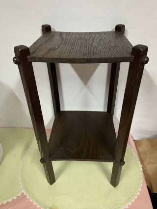 VINTAGE WOODEN PLANT STAND SMALL ACCENT TABLE 17” MCM HOME DECOR 2