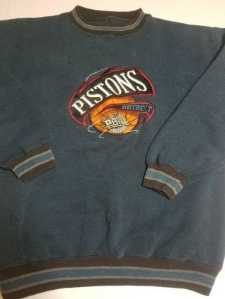 Vtg 90s Lee Sport Detroit Pistons Crewneck Sweatshirt Mens L Spellout Nba