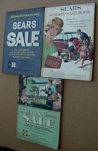 3 Different 1958 And 1959 Vintage Sears Catalogs -