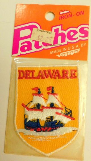 Vintage Nos Iron On Patch State Delaware Souvenir Patriotic 2 1/2x3 "