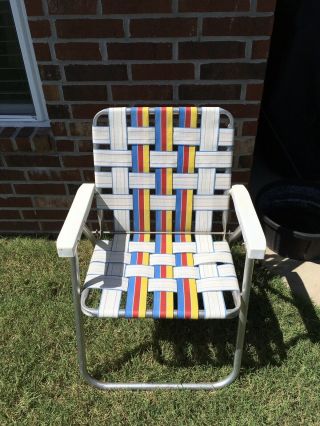 Vintage Aluminum Folding Lawn Chair Web Multi Color