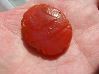 Vintage Carved Red Jade Buddha Pendant Good Luck Characters