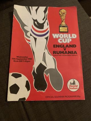 1985 England V Rumania Soccer/football Programme