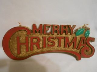 Vintage Hard Plastic Merry Christmas Wall / Door Hanger Decoration