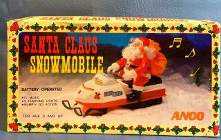 Vintage Plastic Santa Claus Snowmobile Plastic Battery Operated Box