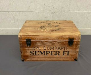 Vintage Editions United States Marine Corps Cpl Bombard Wooden Chest 10x12x18.  5 "
