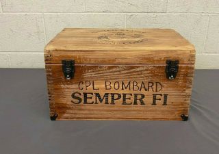 Vintage Editions United States Marine Corps CPL Bombard Wooden Chest 10x12x18.  5 