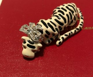 Vintage Kenneth Lane Kjl Signed Swarovski Crystal Enamel Leopard Brooch Pin
