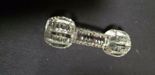 Vtg Antique Crystal Cut Glass Barbell Dumbell Knife Rest Paper Weight 3.  5 " Abp