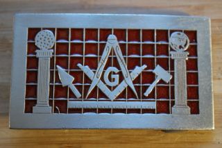 Vintage (1981) Masonic Mason Belt Buckle - Metal & Enamel?