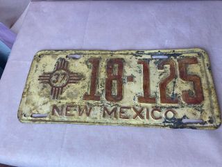 1937 Mexico Red On White Tan License Plate - Truck Or Automobile