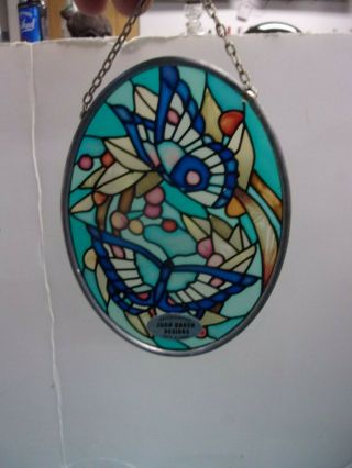 Vintage Joan Baker Designs Butterflies Stained Glass Suncatcher 4 - 1/2 "
