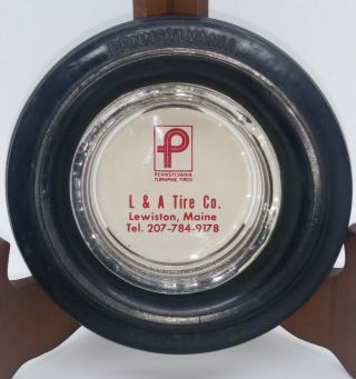 Vintage Pennsylvania Turnpike Tire Ashtray Advertising L & A Tire Co Lewiston Me