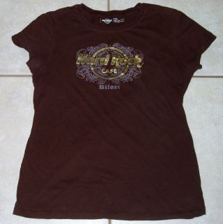 Hard Rock Cafe T Shirt Biloxi Mississippi Womens (xl) Brown Live Casino Hotel