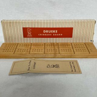 Vintage Drueke Cribbage Board Game Cherry Wood No.  5