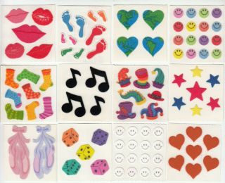 Vintage Sandylion Fuzzy Flower Stickers Heart Hats Star Lips Music - You Choose