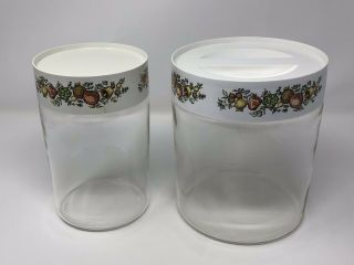 2 Vintage Pyrex Spice Of Life See N Store Canisters With Lids & Seals