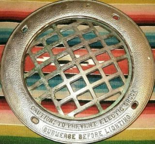 Vintage Underwater Swimming Pool Round Brass Grille Frame Submersible Light 11 "