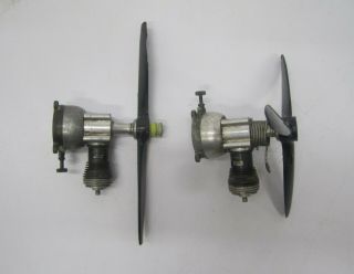 2 Vtg Cox Usa Thimble Drome Toy Model Airplane Engine & Propellers