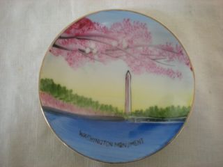 Nico,  Vintage Hand Painted Porcelain 4  Souvenir Wall Plate Washington Monument