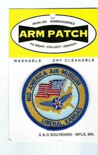 Mid America Air Museum Liberal Kansas Travel Souvenir Patch 3 Inch On Card