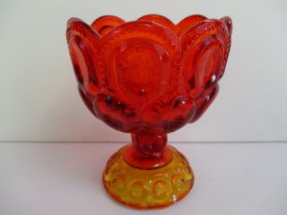 Vintage Amberina Le Smith Moon And Stars Candy Compote Dish