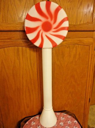 33 " Union Red Peppermint Swirl Lollipop Christmas Blow Mold Light Yard Decor Vtg