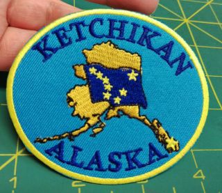 Ketchikan Alaska Patch - State Of Alaska Map & Flag Pictured Oval Iron On Patch