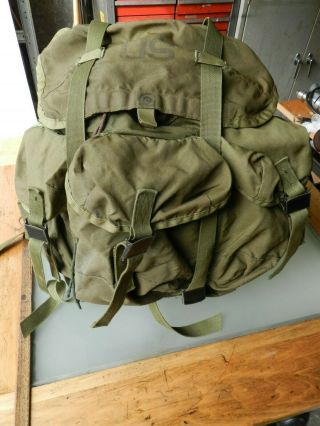 Vtg Us Military Army Green Field Pack Nylon Combat Backpack Dla100 Medium