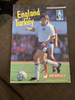 1987 England V Turkey Soccer/football Programme