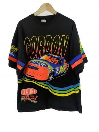 Vtg 90s Jeff Gordon Nascar Shirt Sz Xl/2xl Two Sided Dupont