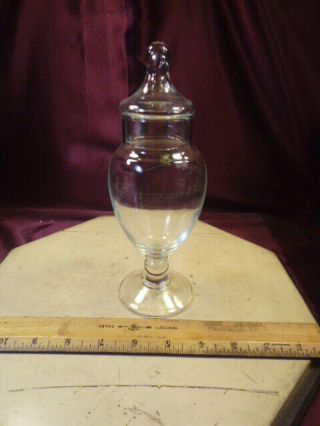 Vtg 8 " Clear Glass Small Pedestal Apothecary Candy Jar With Lid -