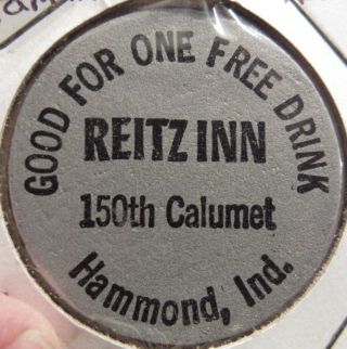 Vintage Reitz Inn Hammond,  In Wooden Nickel - Token Indiana