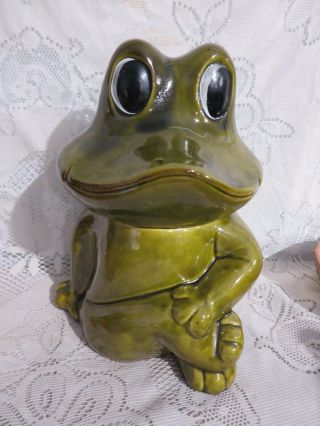 Vintage " Neil The Frog " Green Ceramic Cookie Jar 906 Usa