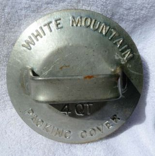 Vintage White Mountain 4 Qt Ice Cream Freezer Metal Packing Cover W/handle