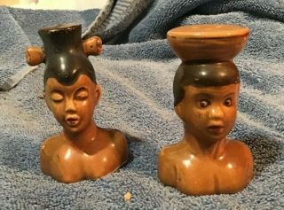 Vintage Tribal African Black Americana Salt And Pepper Japan