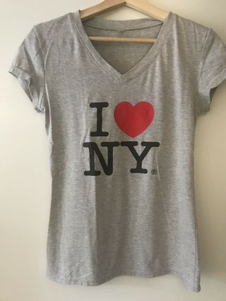 York I Heart Ny Xl Ladies Gray Shirt Nyc Big Apple Tourist Souvenir