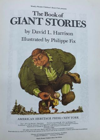 The Book of Giant Stories by David L.  Harrison 1972 Weekly Reader Book Vintage 2