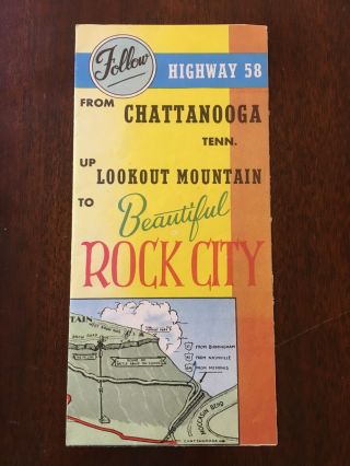 Vintage Brochure Highway 58 Chattanooga Tenn Lookout Mountain & Rock City