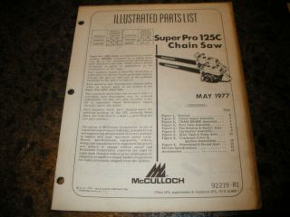 Mcculloch Pro 125c,  Chainsaw Illustrated Parts List,  Vintage Chainsaw Y5