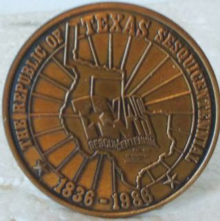 The Republic Of Texas Sesquicentennial 1836 - 1986 Celebration Medal