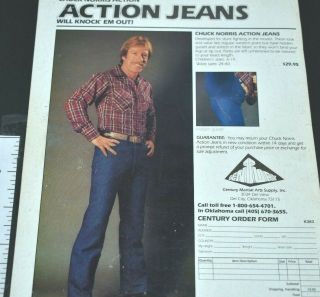 1983 Chuck Norris Century Martial Arts Action Jeans Karate Vintage Print Ad